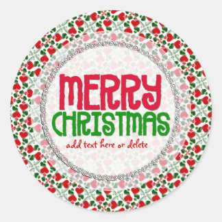 Red Love hearts Christmas Gift label Sticker