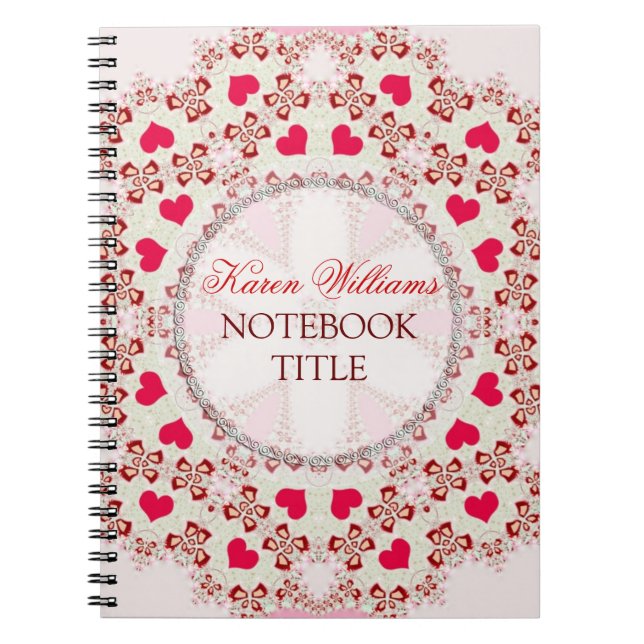 Red Love Hearts Country Lace Notebook (Front)