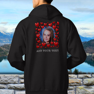 Red Love Hearts Custom Back Photo Personalized Hoodie