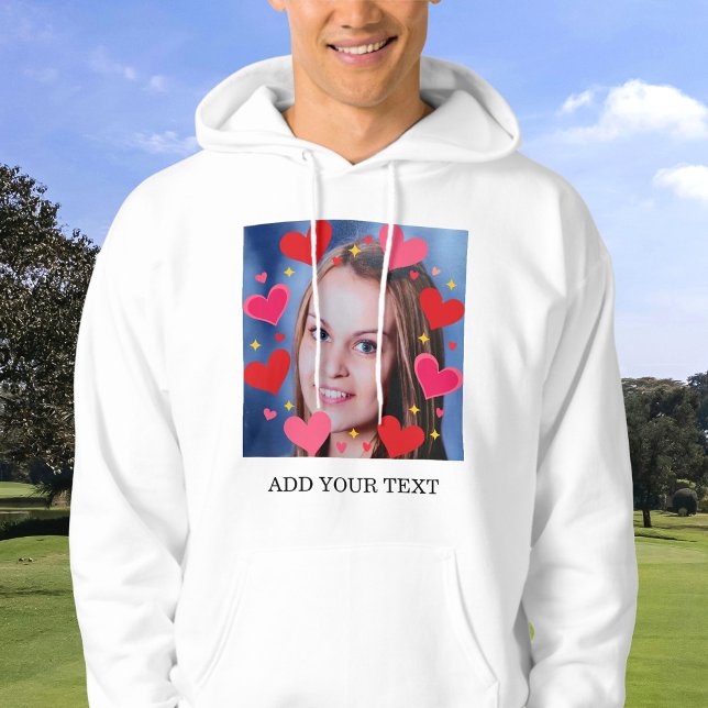 Red Love Hearts Custom Photo Text Personalized Hoodie (Creator Uploaded)