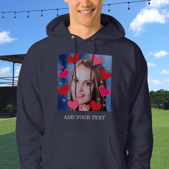 Red Love Hearts Custom Photo Text Personalized Hoodie (Creator Uploaded)