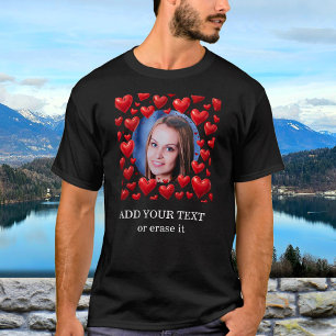 Red Love Hearts Custom Photo Text Personalized T-Shirt