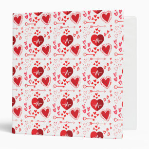 Red love hearts cute 3 ring binder