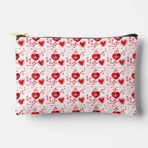 Red love hearts cute accessory pouch