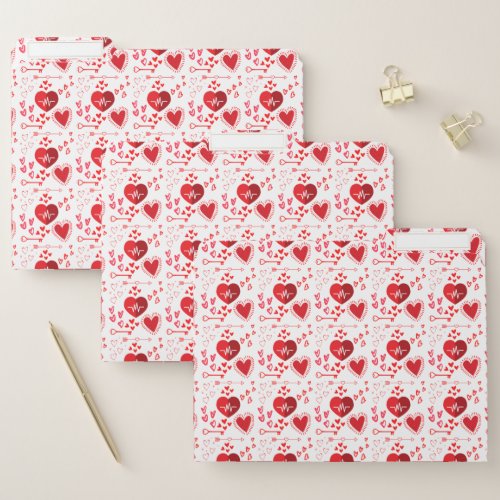 Red love hearts cute file folder