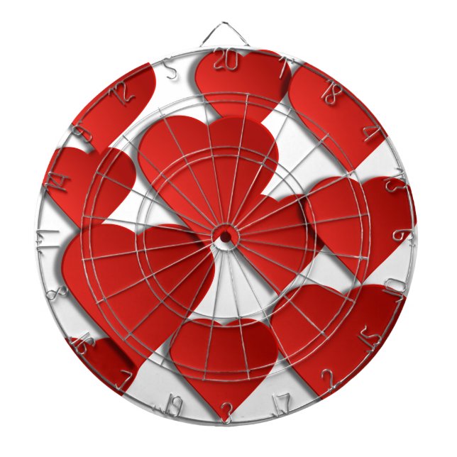 Red Love Hearts Dartboard With Darts (Front)