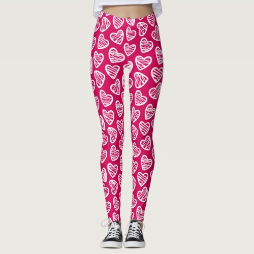 Red Love hearts Drawstring Bag Leggings