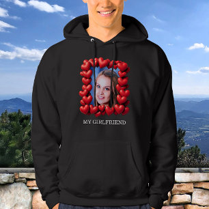 Red Love Hearts Framed Photo Text Personalized Hoodie