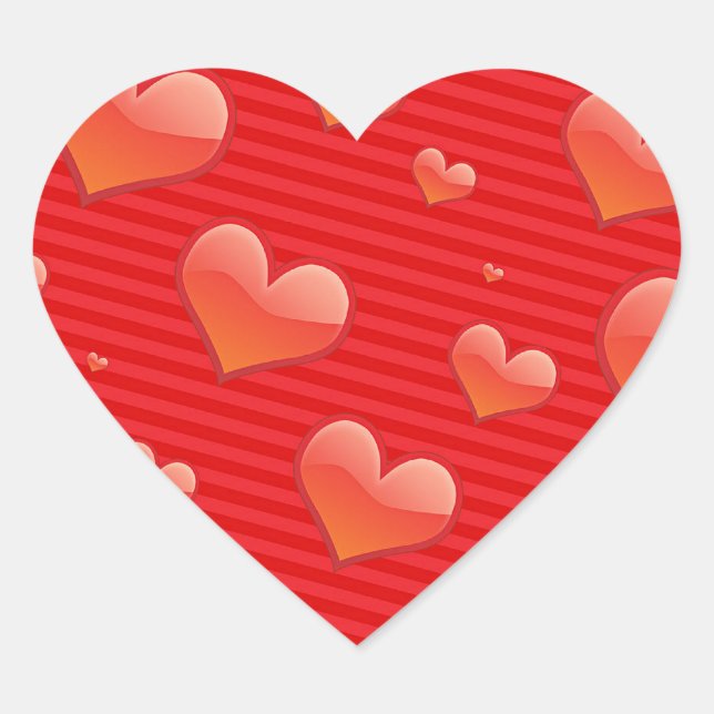 Red Love Hearts Heart Sticker (Front)
