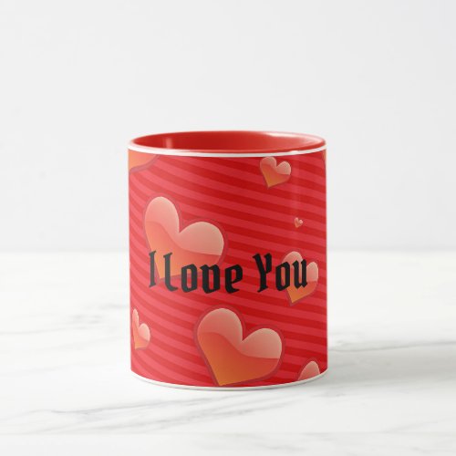 Red Love Hearts I Love You Mug