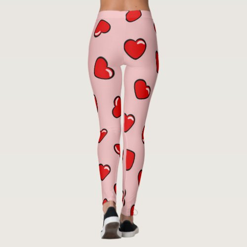 Red Love Hearts leggings