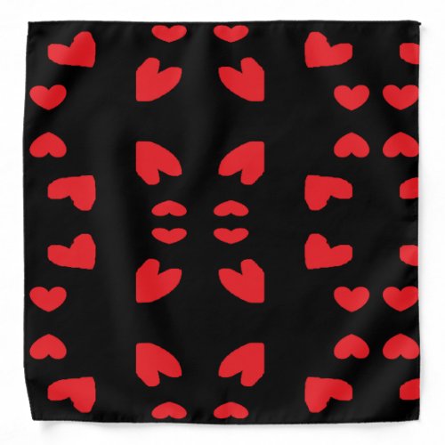 Red love hearts on black bandana