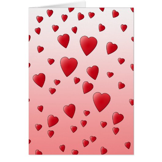 Red Love Hearts. Pattern. Cards (Front)