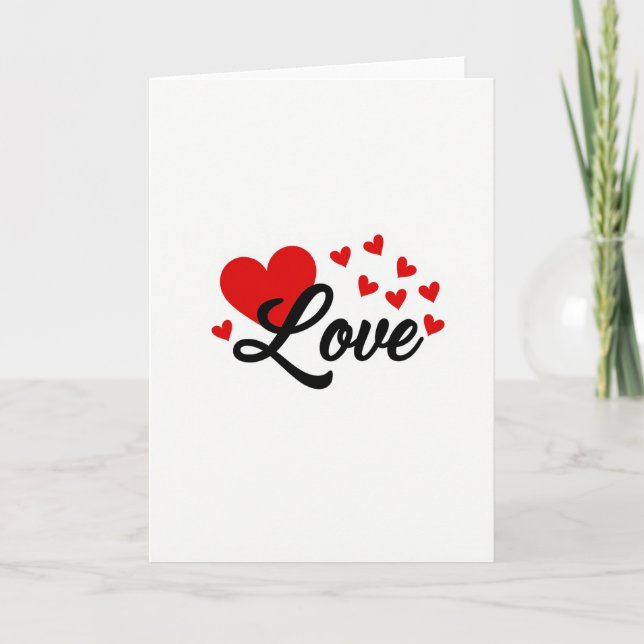 Red Love Hearts Script Card (Front)
