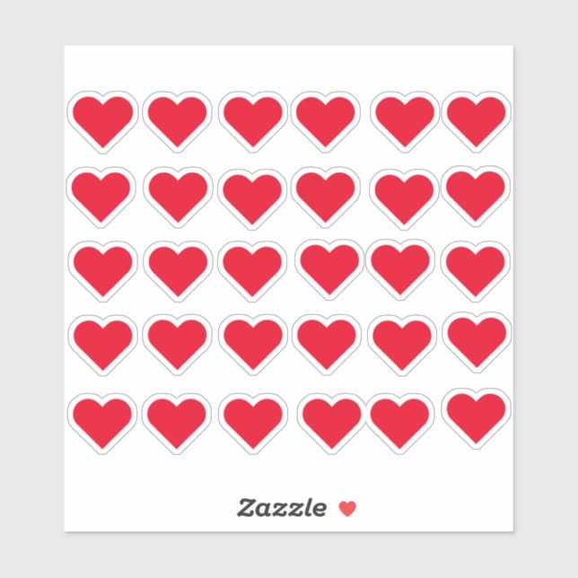 Red Love Hearts Sticker (Sheet)