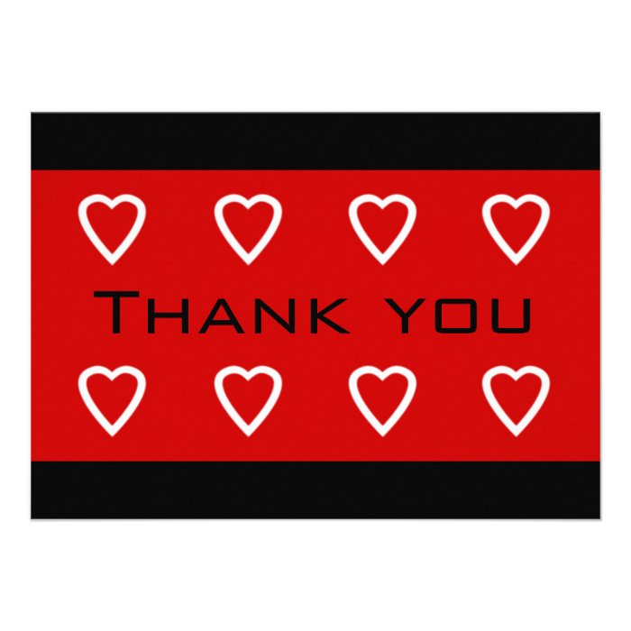 Red Love hearts Thank you card announcement