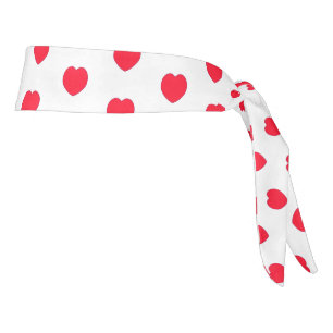 Red Love Hearts Tie Headband