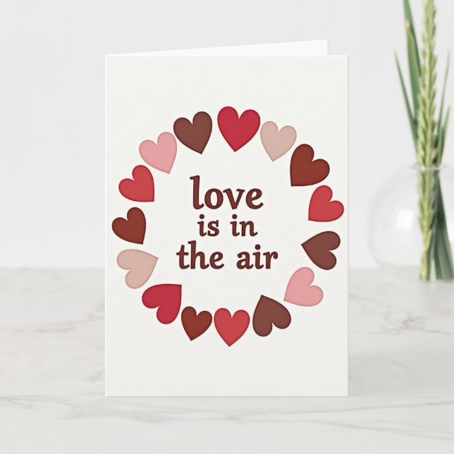 Red Love Hearts Valentines Card (Front)