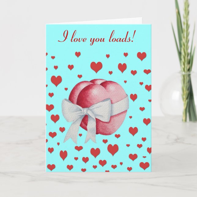 red love hearts with white bow romantic card (Front)