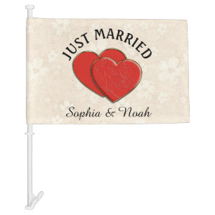 RED LOVE HEARTS + your text & ideas Car Flag