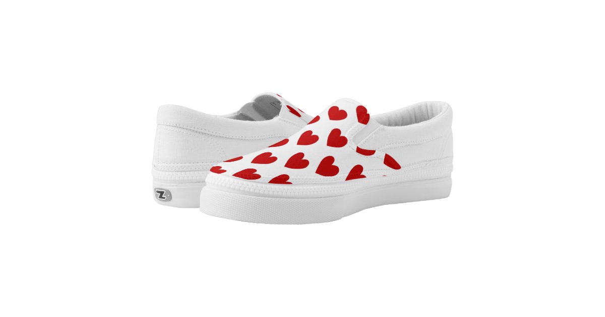 Red Love Hearts Zipz Slip On Sneakers Shoes | Zazzle