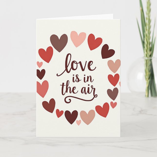 Red Love Is In The Air Hearts Card (Front)