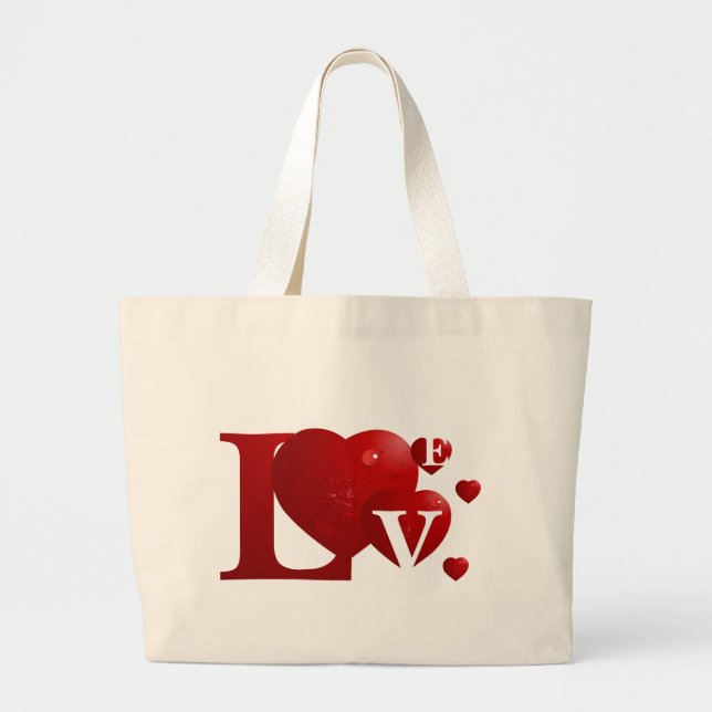 Red LOVE Large Tote Bag (Front)