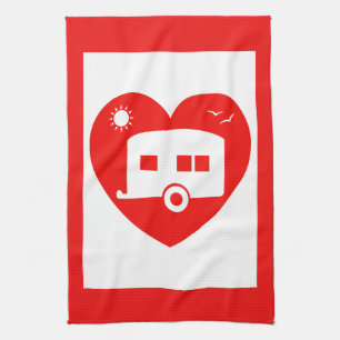 Red Love My Caravan Fun Caravan Kitchenware Kitchen Towel