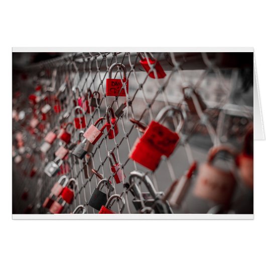 Red Love Padlocks Cards (Front Horizontal)