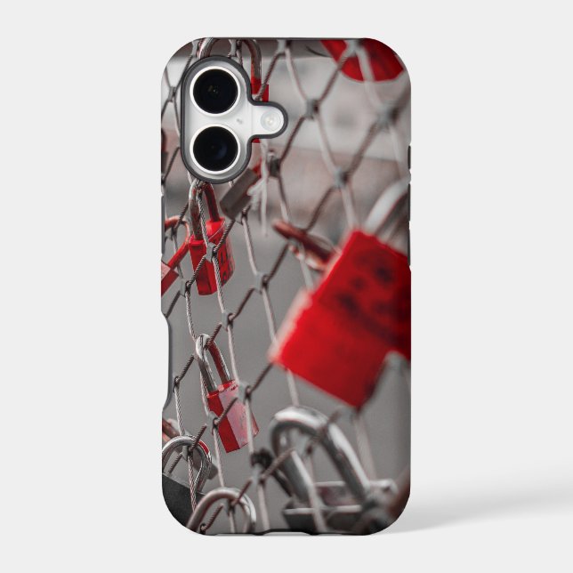 Red Love Padlocks Iphone Case (Back)