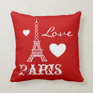 Red Love Paris Eiffel Tower Bedroom Pillow