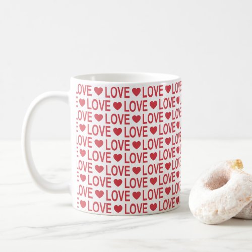 Red Love Pattern Coffee Mug