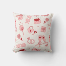 Red Love Pattern Square Pillow