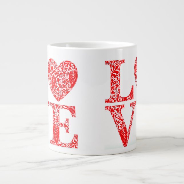 ❤️ Red Love Quote For Couples And Coffee Fans ☕ Giant Coffee Mug (Front)