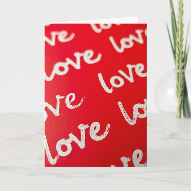 Red Love Repeated Word Card (Front)