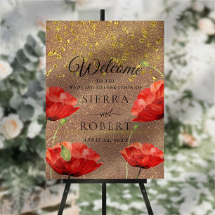 Red Love Roses Wedding Welcome Sign