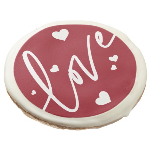 Red Love Script  Hearts Sugar Cookie