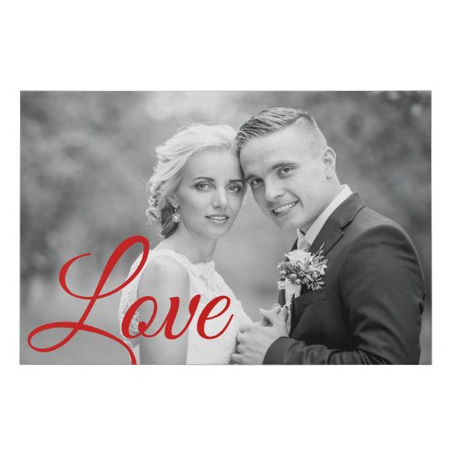 Red Love script typography wedding photo Faux Canvas Print