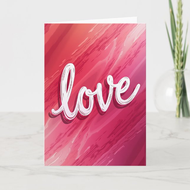 Red Love Script Valentines Day Card (Front)