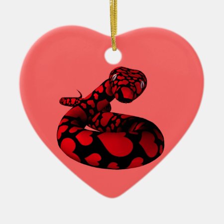 Red Love Snake Ceramic Ornament