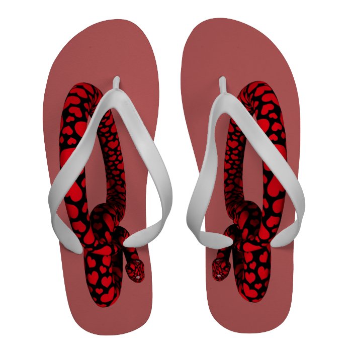 Red Love Snake Flip Flops