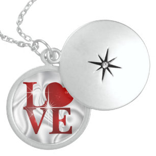Red LOVE Sterling Silver Locket