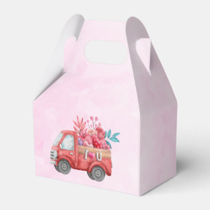 Red Love Text in Bold Block Letters Watercolor Favor Boxes