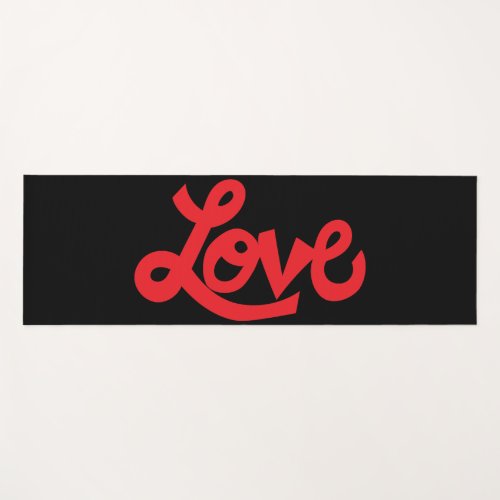 Red  LOVE text in whimsical cartoon cursive font Yoga Mat