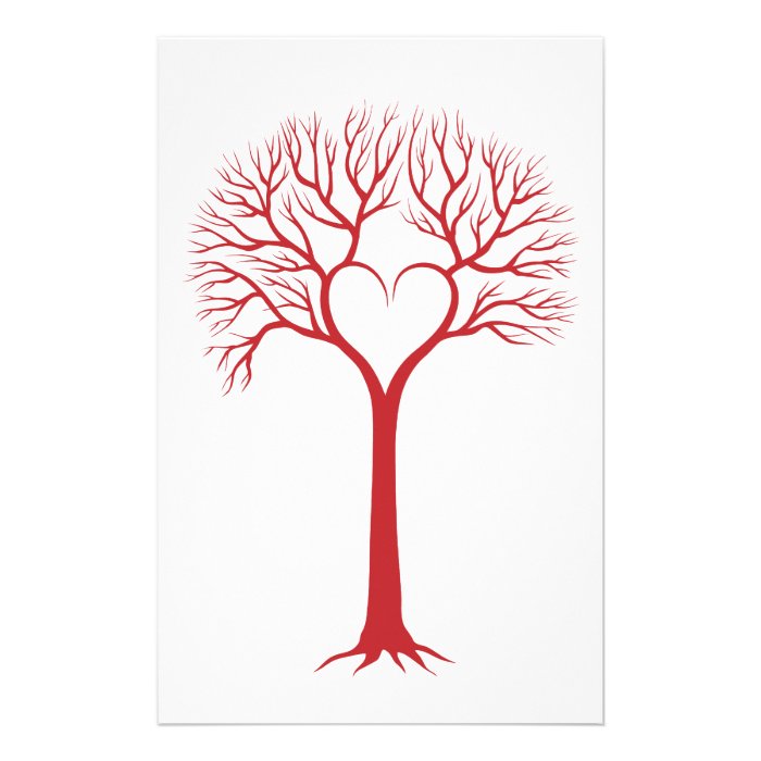 red love tree with heart branches personalized stationery
