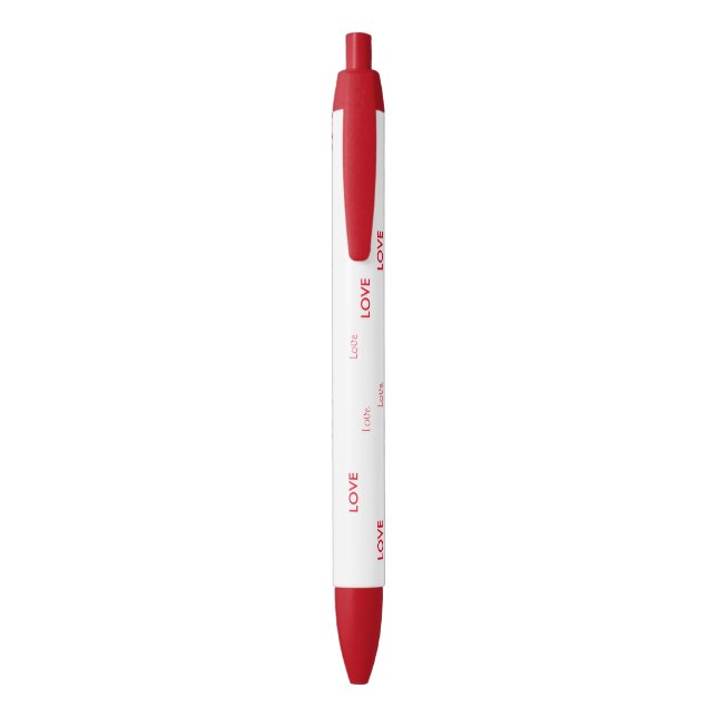 Red Love Trim Pen, Black Ink Pen (Back (Vertical))