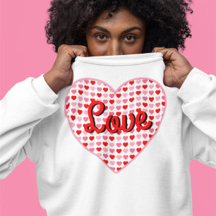 Red Love Valentine Heart on Pink & Red Hearts Sweatshirt