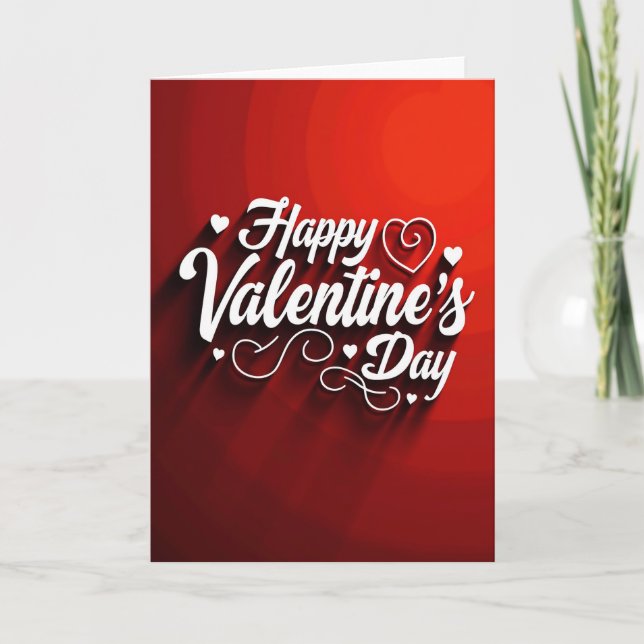 Red Love Valentines Script Card (Front)
