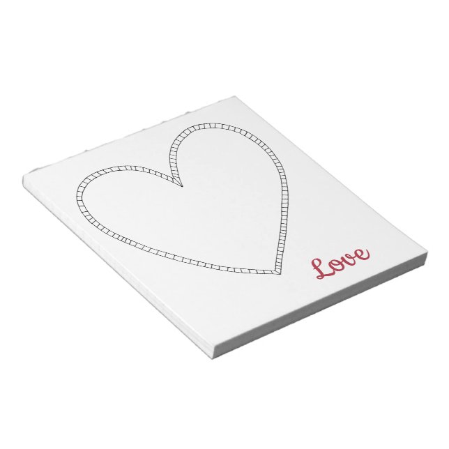 Red Love White Heart Notepad (Angled)