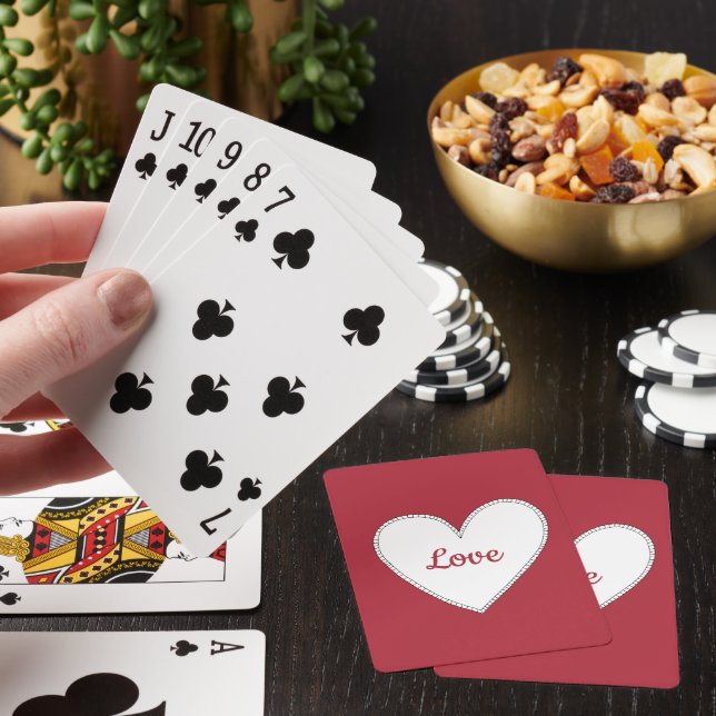Red Love White Heart Poker Cards (In Situ)